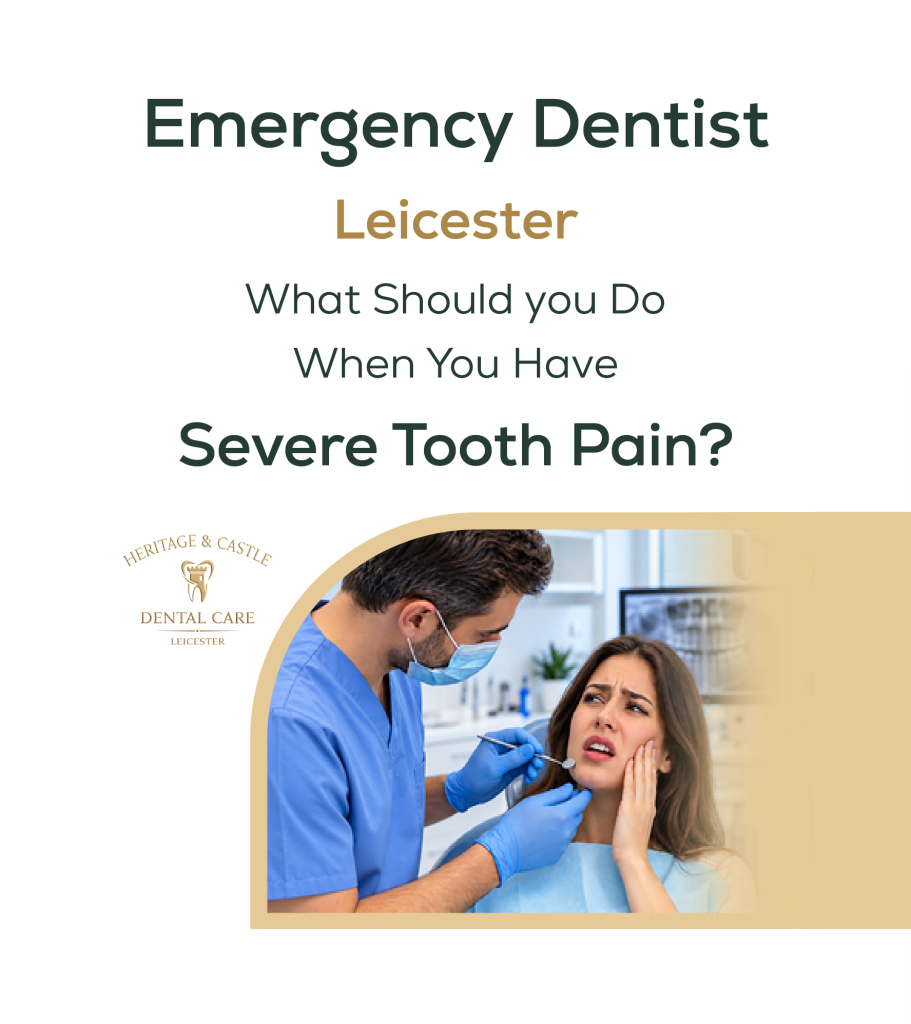 Emergency dentist examining a patient with severe tooth pain in Leicester