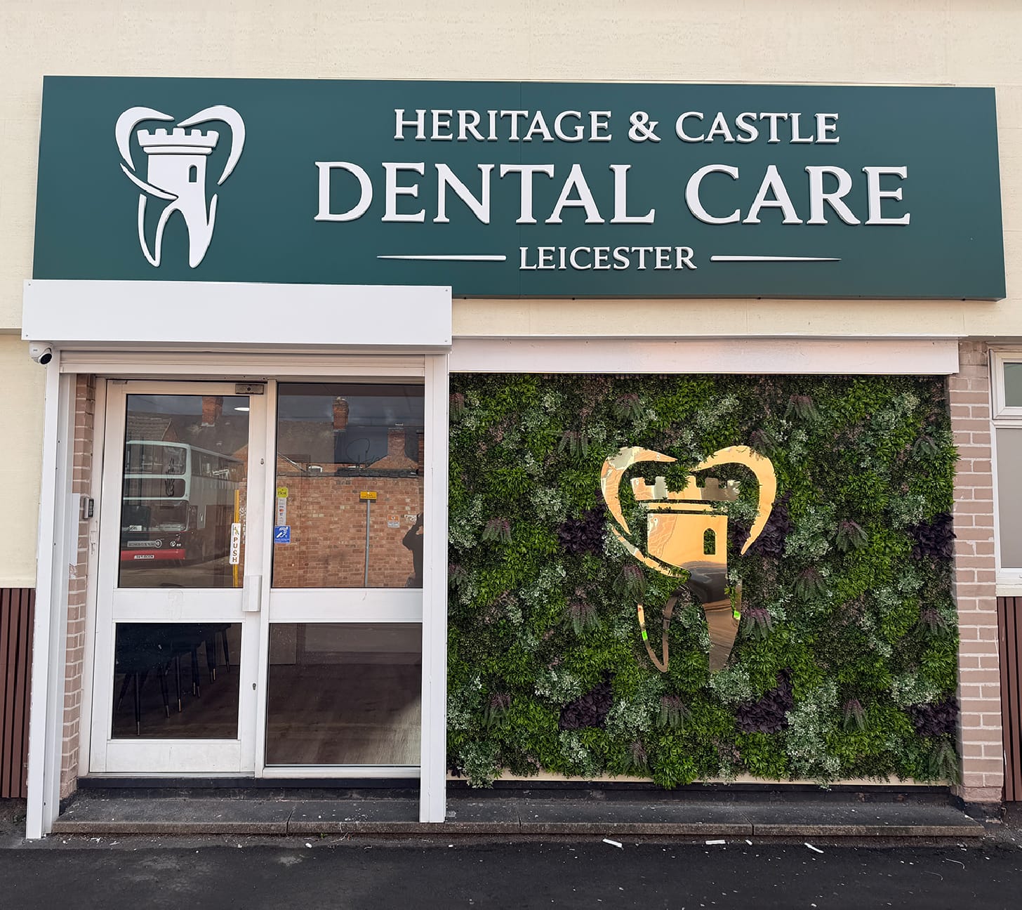 Front view of Heritage & Castle Dental Care dental clinic in Leicester