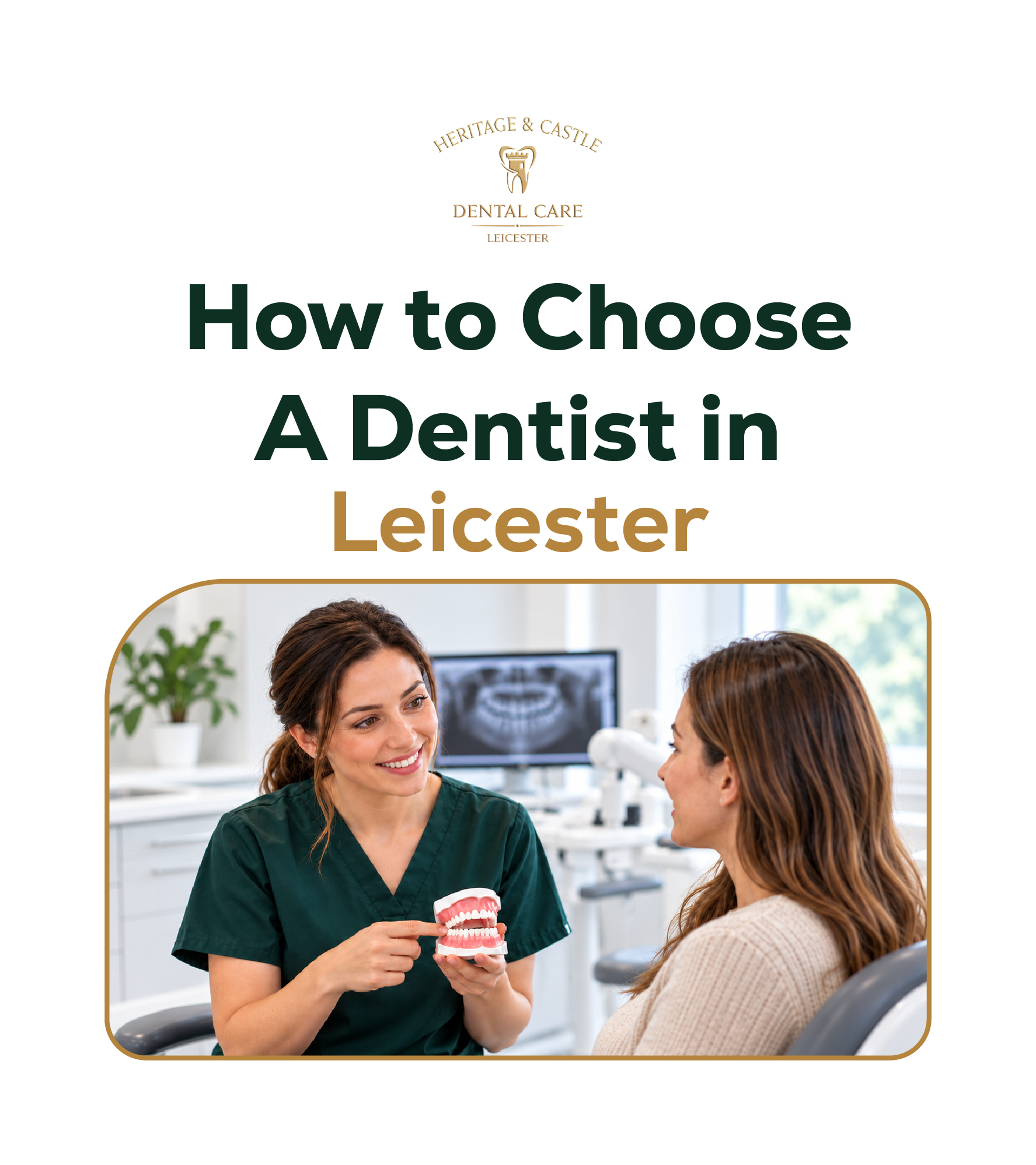 Dentist discussing dental care options with a patient in Leicester