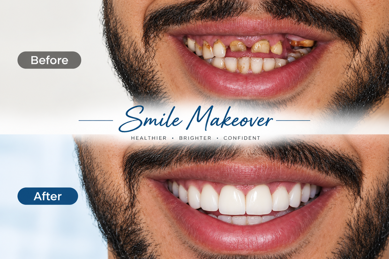 Smile makeover before and after results at Heritage & Castle Dental Care